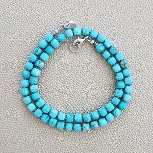 TURQUOISE MINI CUBE NECKLACE--16"